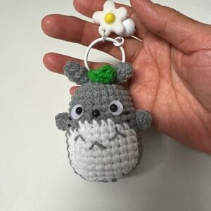 Hand crochet Totoro amigurumi keychain charm